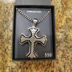New Men's Stainless Steel Cross Necklace